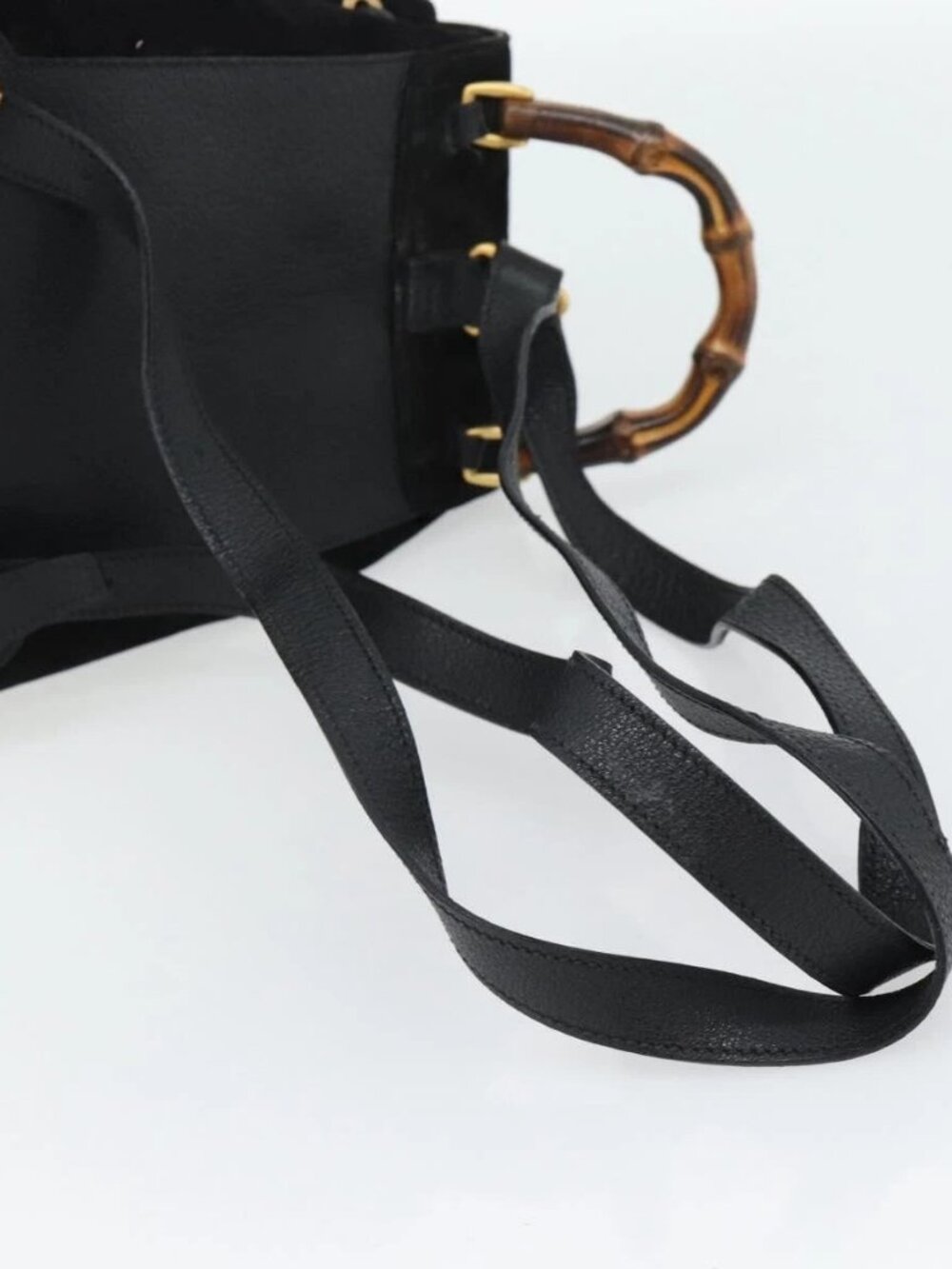 GUCCI Bamboo Backpack Suede Leather Black Auth BA6791 - Picture 8 of 15